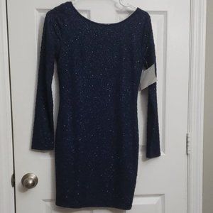 BP CROSS BACK SHINE DRESS - NAVY COLOR